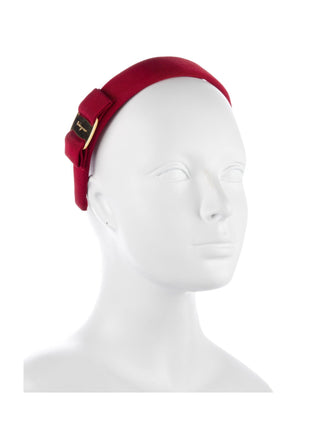Salvatore Ferragamo Red Gold-tone logo bow headband