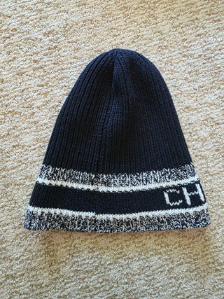 Christian Dior Navy Blue Logo Embroidered wool beanie One sz