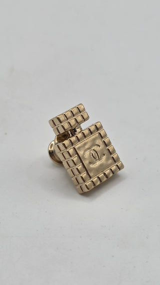 Chanel Gold-tone 2022 Interlocking CC Perfume Bottle Pin