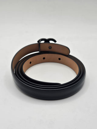 Chanel Black Patent Leather 2011 Interlocking CC Logo Belt