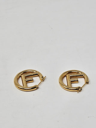 Fendi gold tone F is Fendi Hoop Earrings