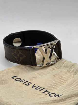 Louis Vuitton Brown leather LV Monogram Hockenheim Wrap Bracelet