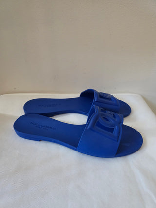 Dolce & Gabbana Blue rubber DG logo sandals 40 sz