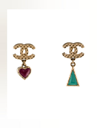 Chanel Gold-tone Enamel Interlocking CC Drop Earrings