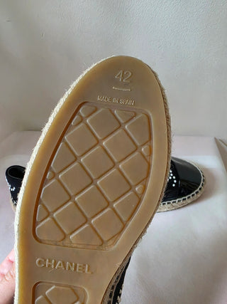 Chanel Black 2022 Interlocking CC Logo Espadrilles 42 sz