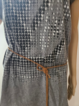 Louis Vuitton Grey 2011 LV Print Bateau Neckline Belted Top XL sz