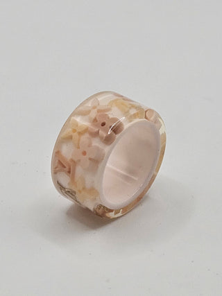 Louis Vuitton Pink Ivory Resin LV Charm Farandole Ring 6 sz