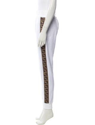 Fendi White FF Monogram Graphic Print Skinny Leg Pants 42 sz