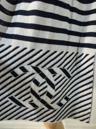 Chanel Blue White Cashmere Interlocking CC Logo Scarf
