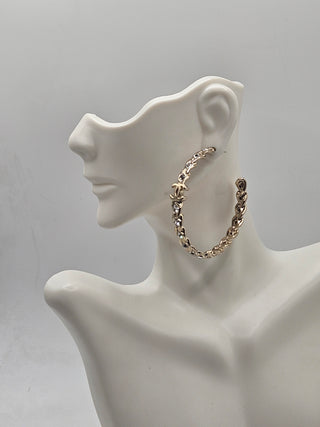 Chanel Gold-tone Strass Inside CC Large Hoop Earrings