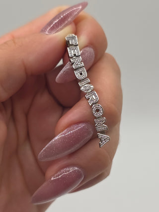 Fendi Silver-tone Logo Crystal Roma Drop Earrings