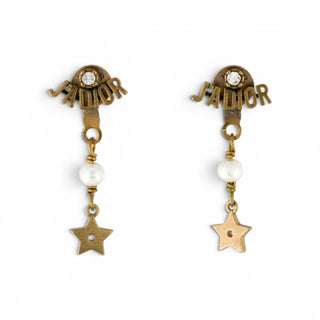 Christian Dior Gold-tone Faux Pearl Crystal J'Adior Drop Earrings