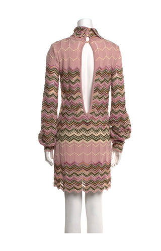 M Missoni Pink Multicolor Wool long-sleeved Dress IT 44