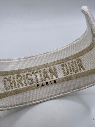 Christian Dior Beige gold Logo patterned canvas wide headband