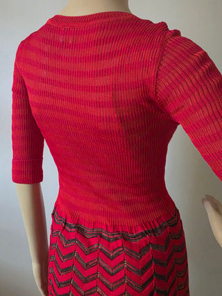 M Missoni Red Striped Long-sleeved Dress US 4 sz