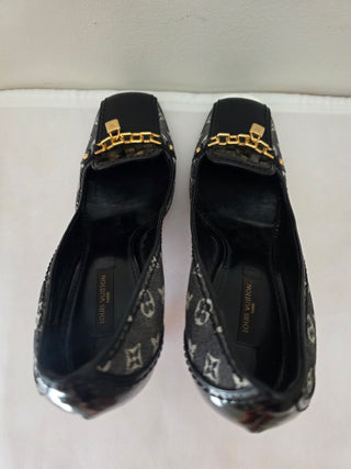 Louis Vuitton Blue Canvas LV Monogram Printed Pumps 39 sz