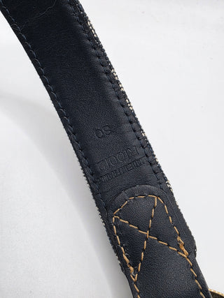 Christian Dior Blue Trotter Logo Canvas CD Belt 80 sz
