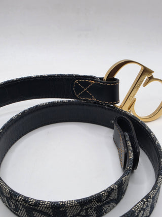 Christian Dior Blue Trotter Logo Canvas CD Belt 80 sz