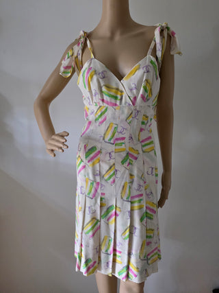 Chanel Multicolor Interlocking CC Logo Summer Knee-Length Dress S sz