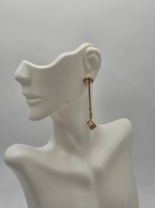 Christian Dior Gold-tone Crystal Star Dice Drop Earrings