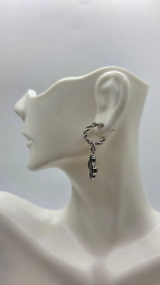 Louis Vuitton Silver-tone Enamel Set of 3 Sweet Monogram Drop Hoop Earrings