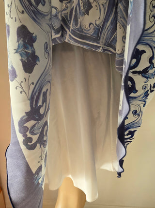 Dolce & Gabbana White Blue Printed Silk Mini Dress 44 sz NWT