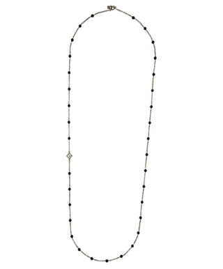 David Yurman Sterling Silver Onyx Bead Bijoux Station Necklace