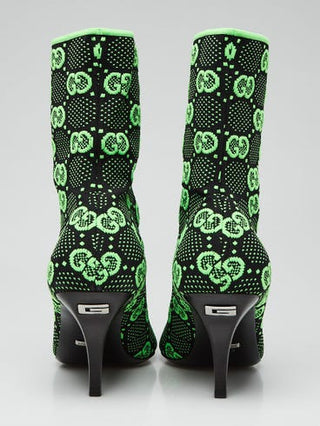 Gucci Black Green GG Tech Fabric Ankle Booties 39 sz