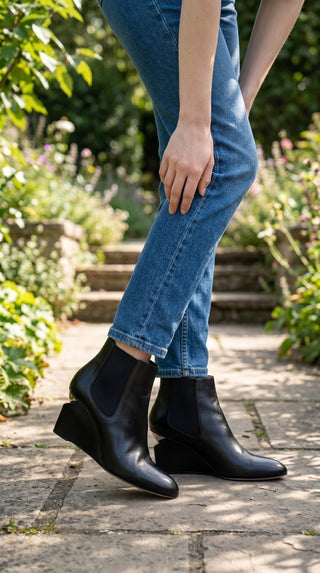 Chanel Interlocking CC Logo Black Leather Chelsea Boots 39 sz