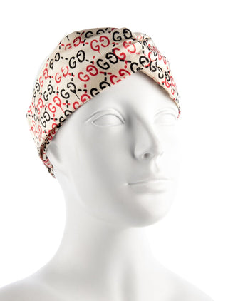Gucci White Red Black Double GG Monogram Headband