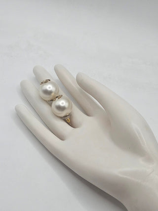 Chanel Golf-tone White Faux Pearl CC Stud Earrings