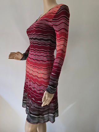 Missoni Red Multicolor Striped Knee-Length Dress XS sz
