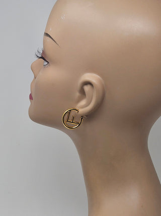 Fendi gold tone F is Fendi Hoop Earrings