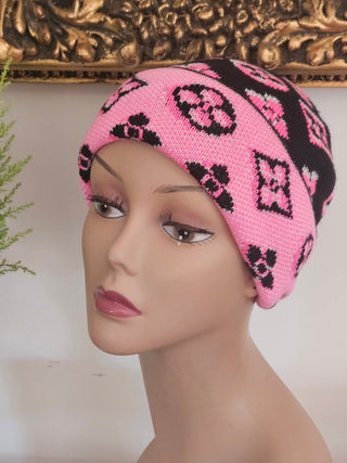 Louis Vuitton Pink Black Wool 3D Monogram Beanie NWT