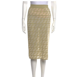 Fendi FF Monogram Graphic Print Midi Length Skirt M sz