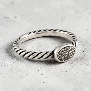 David Yurman Diamond Cable Collectables Oval Stack Ring 5.75 sz