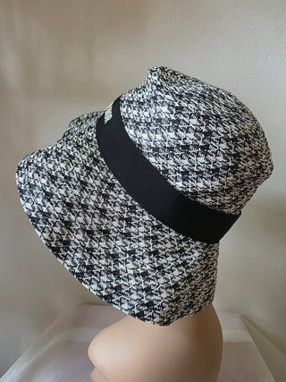 Christian Dior Black White Women's Paper Logo Printed Bucket Hat