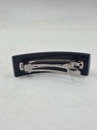 Chanel Black white Polka Dot Interlocking CC Hair Clip