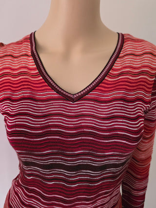 Missoni Red Multicolor Striped Knee-Length Dress XS sz