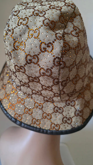 Gucci Beige GG Monogram Studded bucket hat