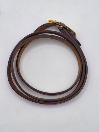 Hermès Purple Leather Hapi 3 MM Wrap Bracelet