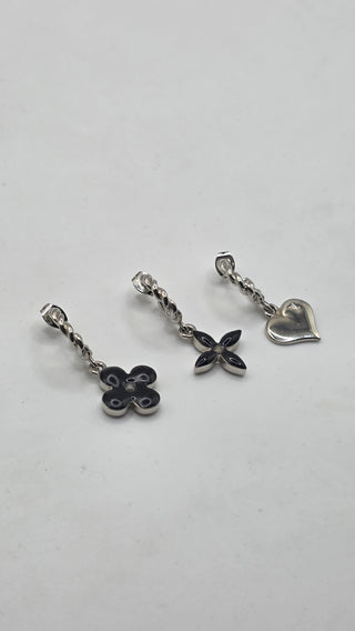 Louis Vuitton Silver-tone Enamel Set of 3 Sweet Monogram Drop Hoop Earrings