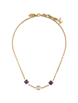 Louis Vuitton Gold-tone Crystal Gamble Station Necklace