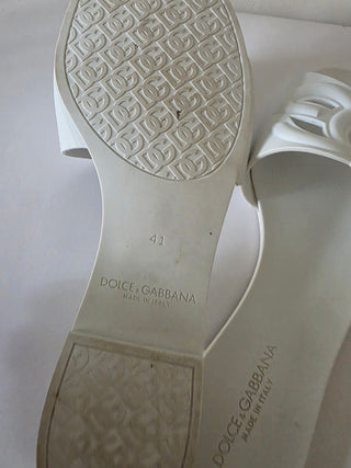 Dolce & Gabbana White DG Logo Rubber Slides 41 sz
