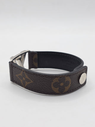Louis Vuitton Brown leather LV Monogram Hockenheim Wrap Bracelet
