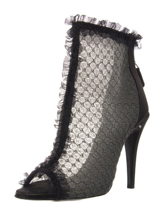 Chanel Black Lace 2012 Interlocking CC Logo Ankle Boots 39 sz