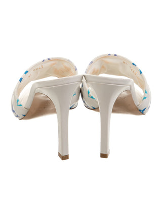 Louis Vuitton White Leather LV Monogram 2023 Revival Slides 40 sz