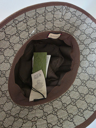 Gucci Beige brown GG Monogram bucket hat M sz