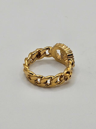 Christian Dior Gold-tone Crystal Clair D Lune Band Ring Size: 6