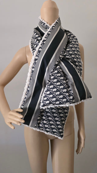Christian Dior Blue Multicolor Oblique Diorissimo Logo Oversized Scarf